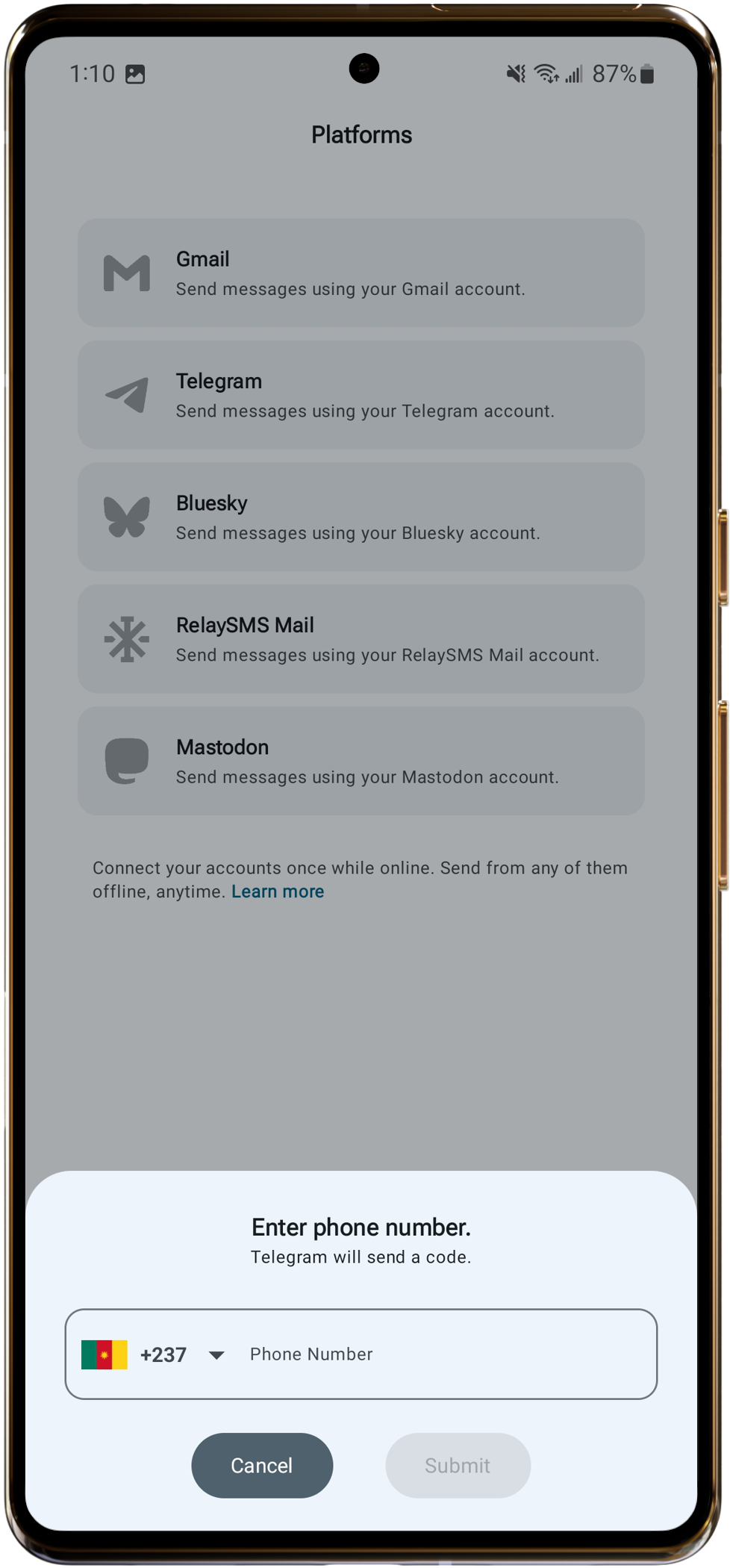 Enter Telegram number image
