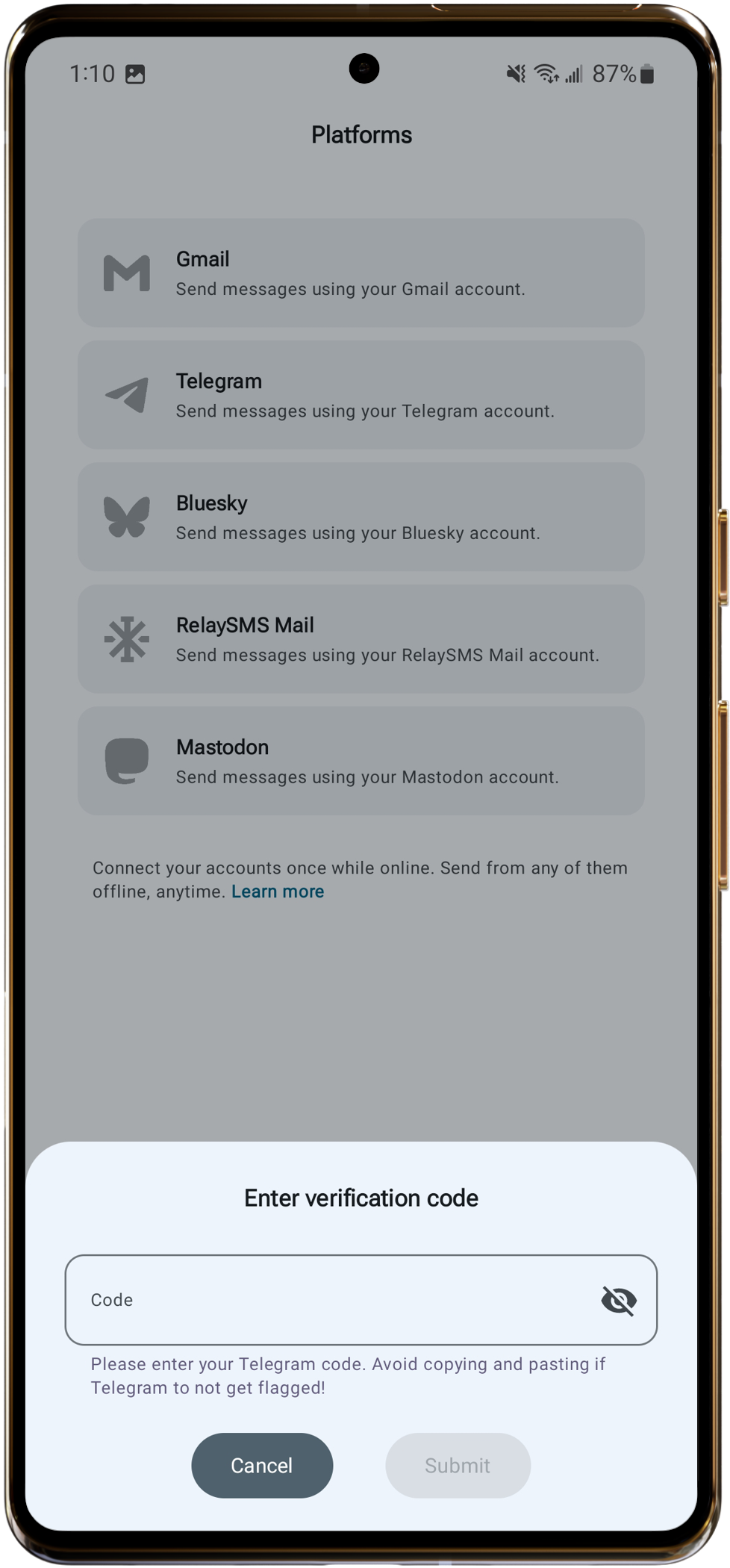 Verify Telegram code image